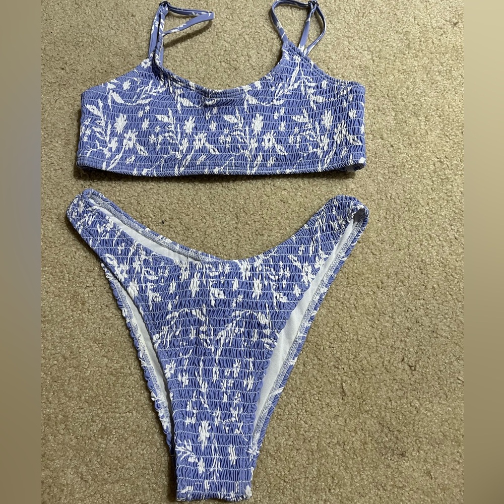purple floral bikini